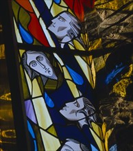 IRELAND, County Meath, Stained glass detail.