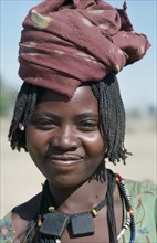 SUDAN, Habila Settlement, Head and shoulders portrait of Chadian refugee woman.
