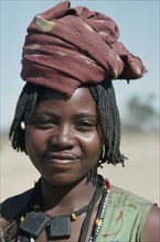 SUDAN, Habila Settlement, Head and shoulders portrait of Chadian refugee woman.