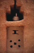 MALI, Housing, Detail of mud brick architecture.