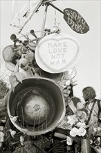 ENGLAND, Gloucestershire, Fairford, The Rinky Dink and peace protesters during an anti-war rally at