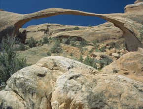 USA, Utah, Arches National Park, The Windows. Landscape Arch. The parks longest arch at 306 feet