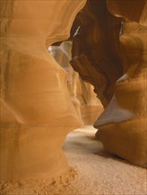 USA, Arizona, Antelope Canyon, Carved shapes formed from rushing water after storms showing