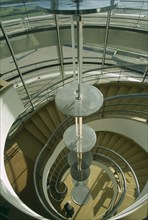ENGLAND, East Sussex, Bexhill on Sea, De La Warr Pavilion. Interior view looking down the helix