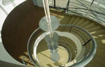 ENGLAND, East Sussex, Bexhill on Sea, De La Warr Pavilion. Interior view looking down the helix