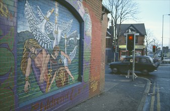 IRELAND, North, Belfast, Falls Road. Donegal road Area. Celtic Mural.
