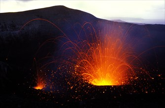 PACIFIC ISLANDS, Melanesia, Vanuatu, "Tanna Island. Yasur Volcano, Eruptions from vents in the