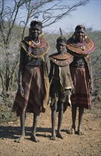 KENYA, Pokot, Pokot women wearing traditional bead jewellery.