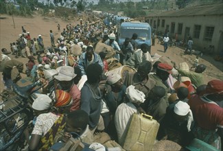 BURUNDI, Refugees, Mass transportation of Hutu refugees in overcrowded UN supplied trucks.