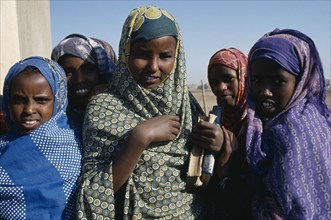 ETHIOPIA, Harerge, Jijiga, Ethnic Somali girls.