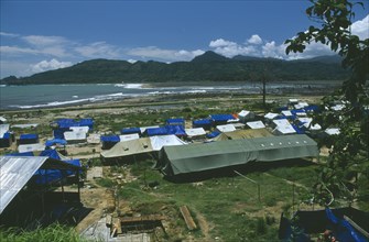 INDONESIA, Tsunami, Aceh Province, Displaced peoples camp after December 2004.