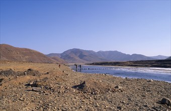 NORTH KOREA, North Hwanghae, Umpa County, Drought affected landscape following severe flooding.
