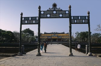VIETNAM, Central, Hue, Gateway to the Palace of Supreme Harmony within the Citadel complex.