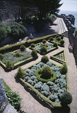 UNITED KINGDOM, Channel Islands, Guernsey, St Peter Port. Castle Cornet. Formal topiary garden in