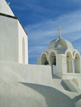 GREECE, Cyclades Islands, Santorini, Thiri. Church Bell tower.