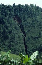 BURUNDI, Environment, Gully erosion due to deforestation.
