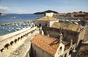 CROATIA, Dalamatia, Dubrovnik, "View of the harbour from the curtain wall