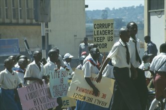 UGANDA, Kampala, Demonstration to Stop Corruption on Kampala Road.