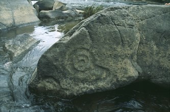 HONDURAS, Walpaulban Sirpi, "Petroglyphs, rock carving, Rio Platano Biosphere Reserve."