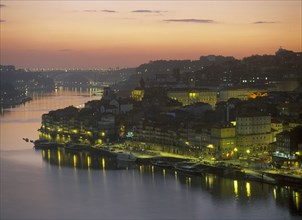 PORTUGAL, Porto, Oporto, City and the Douro River at sunset.