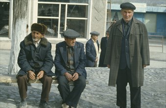 RUSSIA, Dagestan, Derbent, Group of middle aged Avar men.