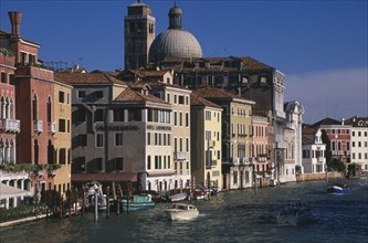 ITALY, Veneto, Venice, The Grand Canal and water traffic overlooked by the Hotel Continental with
