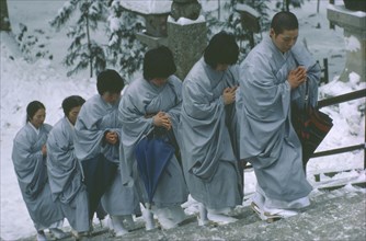 JAPAN, Honshu, Kii Peninsula, Mount Koya-san.  Venerated Shingon-Buddhist site.  Novice nuns