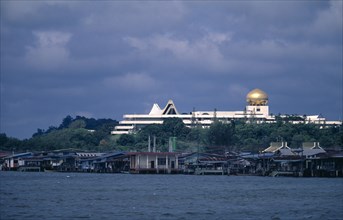BRUNEI, Architecture, "View towards Istana Nurul Iman, the Sultan’s Palace beside the Brunei River