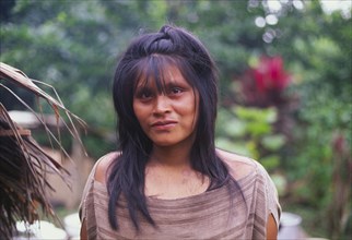 PERU, Nuevo Mundo, Camisea, Machiguenga Indian woman.