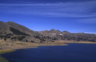 PERU, Lake Titicaca, "View from Peruvian side, mountains in the distance."