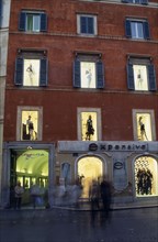 ITALY, Lazio, Rome, Piazza di Spagna.  Facade of multi storey clothes shop.