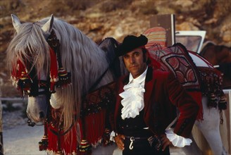 SPAIN, Andalucia, Horse and rider at fair.