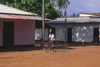 COLOMBIA, Casanare, "Llanero man on bicycle, Orocue"