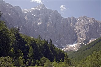 SLOVENIA , Triglav National Park, Julian Mountain, The North Face of Mount Triglav at the end of