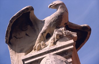 CROATIA, Dalmatia, Split, "Archeological museum/sculpture of Roman eagle. Flanking the main
