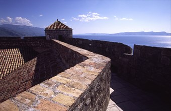 CROATIA, Kvarner, Senj, "Nehaj fortress. 20080973iew of the Adriatic from the roof. Looming on a