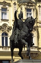 CROATIA, Zagreb, "Ban Jelacic square bronze sculpture of Ban Jelacic. The centrepiece of the city's