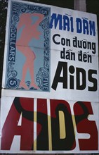 VIETNAM, South, Nha Trang, AIDS awareness poster.