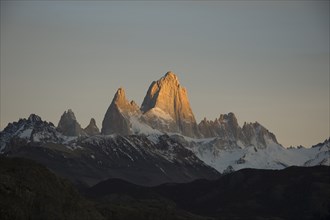 ARGENTINA, El Chalten, "Sunrise over Fitzroy mountain,.Trek from Glacier Chico (Chile) to El