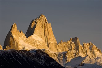 ARGENTINA, El Chalten, "Sunrise over Fitzroy mountain,.Trek from Glacier Chico (Chile) to El