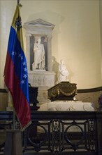 VENEZUELA, Caracas , "Coffin containing the remains of Simon Bolivar with Venezuelan flag in