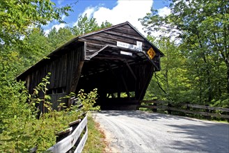 USA, New Hampshire, Sandwich , "Durgin Bridge over Cold River,  White Mountains area. "