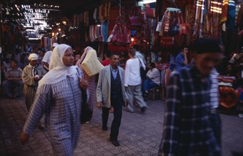 MOROCCO, Marrakech, Busy interior of souk.  Market