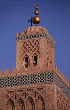 MOROCCO, Marrakech, Koutoubia Mosque.  Part view of minaret. Marrakesh Moslem Marrakech Muslim