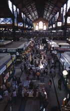 HUNGARY, Budapest, Busy interior of covered Central Market. Eastern Europe