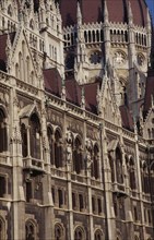 HUNGARY, Budapest, Part view of exterior facade of Parliament building. Eastern Europe