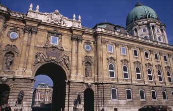 HUNGARY, Budapest, Royal Palace exterior facade.
