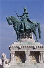 HUNGARY, Budapest, Equestrian statue of St Stephen in front of Matyas Church. Eastern Europe