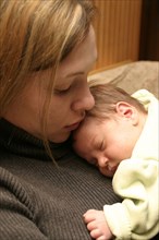 CHILDREN, Babies, Newborn, Mother Melissa Gallagher and baby daughter Kylan Stone.