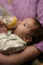CHILDREN, Babies, Birth, "Kylan Stone, infant, drinking from baby bottle."